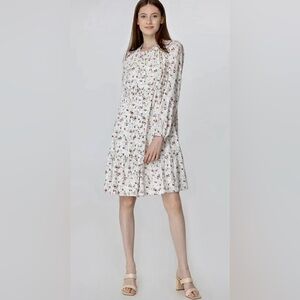 FRYE Floral Ruffle Dress Salt Breeze Combo Sz L NWT!